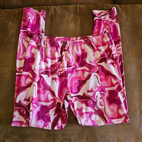 Bobbie Brooks Pants - Bobbie Brooks Ladies Pink Marbled Leggings - Size L